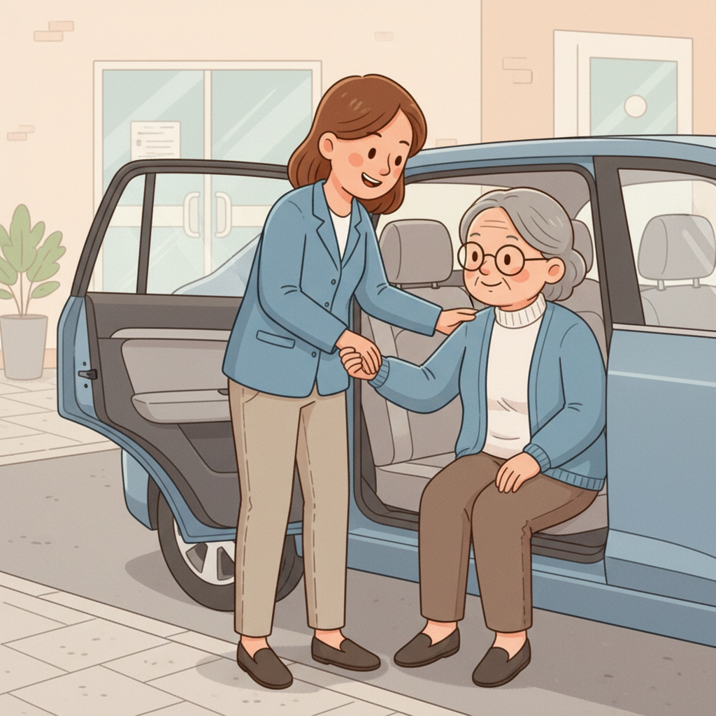 Betreuerin nimmt sich Zeit für ein Gespräch mit Seniorin